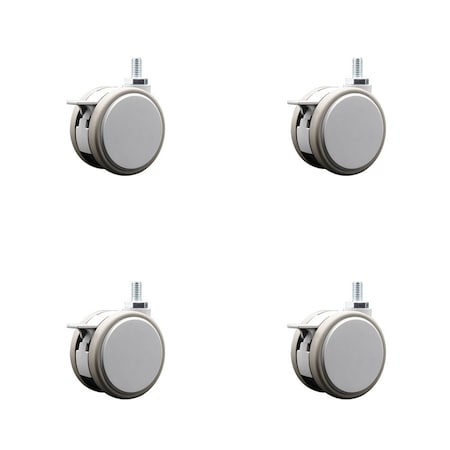 Service Caster 3 Inch MRI Safe Casters with Brakes, 3/8 Inch Threaded Stem, Set of 4, SCC, 4PK SCC-TS02S75-TPR-GRY-B-381634-MRI-4